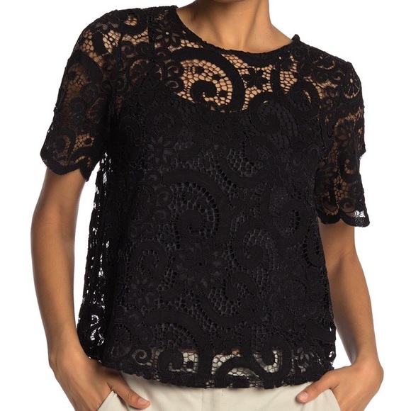 Nanette Lepore Tops - Nanette Lapore black lace blouse medium